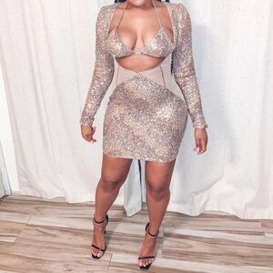 Sparkling Sequin Cutout Dress